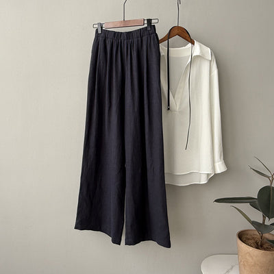 Pantalón Drapeado Slim Cintura Alta con Pierna Ancha - Image 7