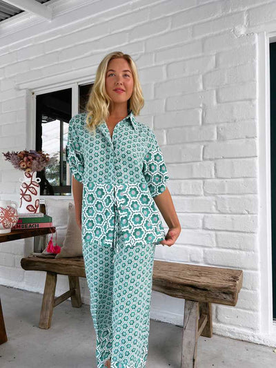 Conjunto Estampado de Moda Casual: Camisa + Pantalón Ancho - Image 12