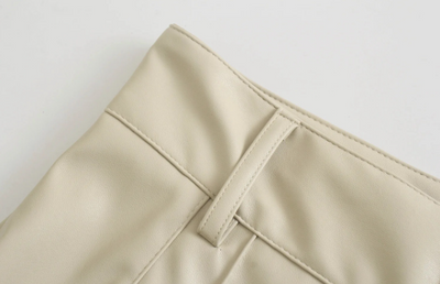 Pantalones Rectos de Cuero PU Slim Fit para Mujer - Image 9
