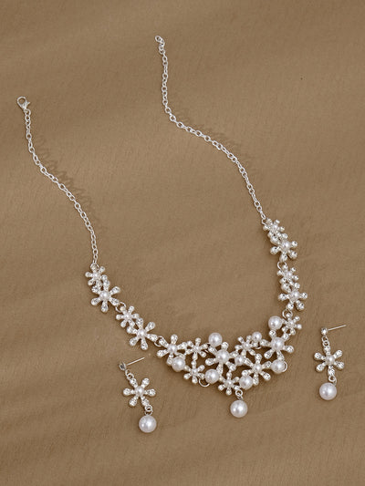 Conjunto de Aretes y Collar con Perlas y Cristales para Mujer - Image 57