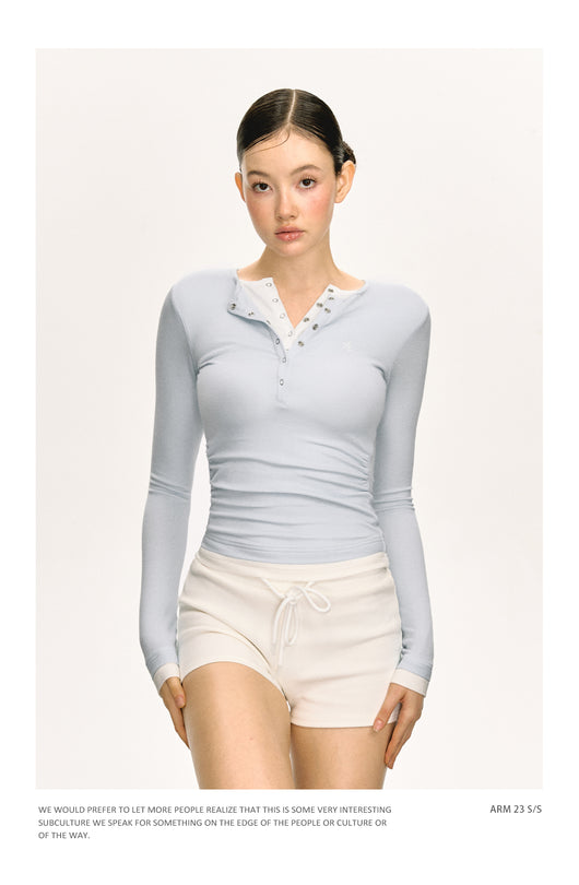 Camiseta Manga Larga Slim-fit con Cuello Falso Tejido Doble Capa - Image 27
