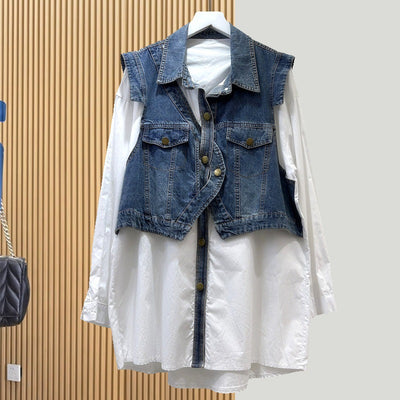 Chaqueta Denim Falso Dos Piezas para Mujer con Diseño Moderno - Image 13