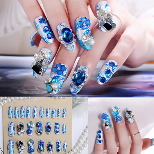 Uñas Postizas Decoradas con Lazo y Corona - Parches de Uñas Artísticas - Image 5