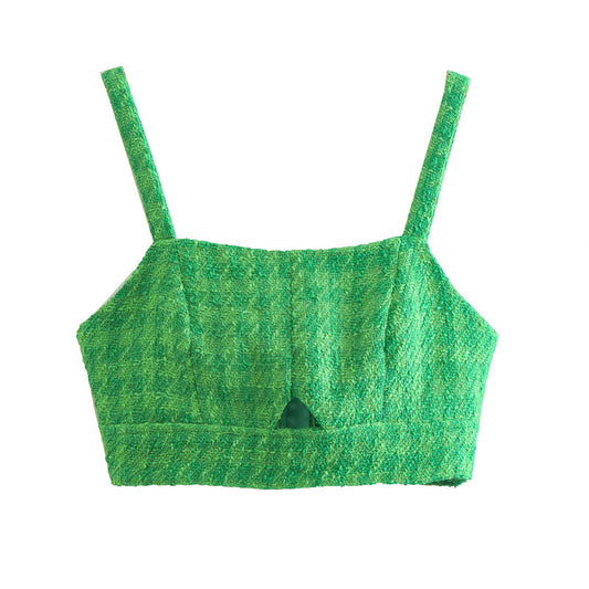 Blusa Corta con Espalda Calada y Cierre de Cremallera