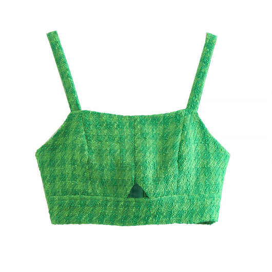 Blusa Corta con Espalda Calada y Cierre de Cremallera
