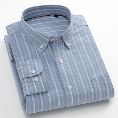 Camisa Oxford de Algodón a Rayas Antirruga para Hombre - Image 16