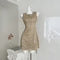 Vestido Midi Elegante Ajustado con Bordado 3D en Hilo Dorado