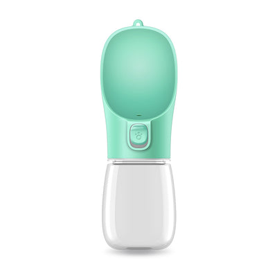 Pink portable pet drinking cup with a clear water reservoir and a paw print button for dispensing water. - Image 6
