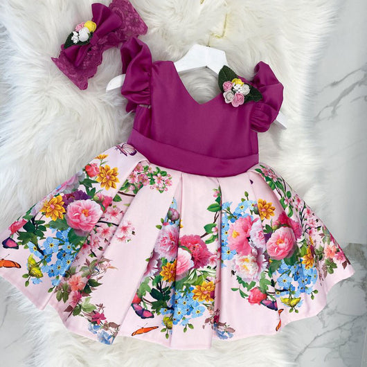 Vestido Infantil Estilo Europeo Americano con Estampa y Detalle de Moño en la Espalda - Image 12