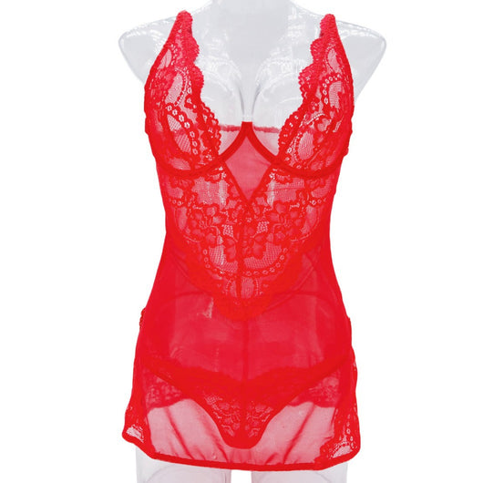 Pijama Sensual de Tul Transparente con Encaje y Recortes para Mujer - Image 5