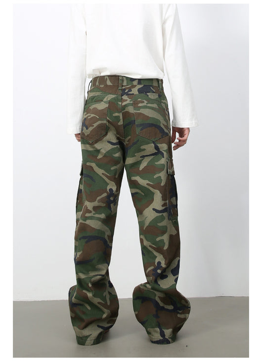 Pantalones Vaqueros Cargo Retro Camuflaje con Bolsillos Grandes - Image 17