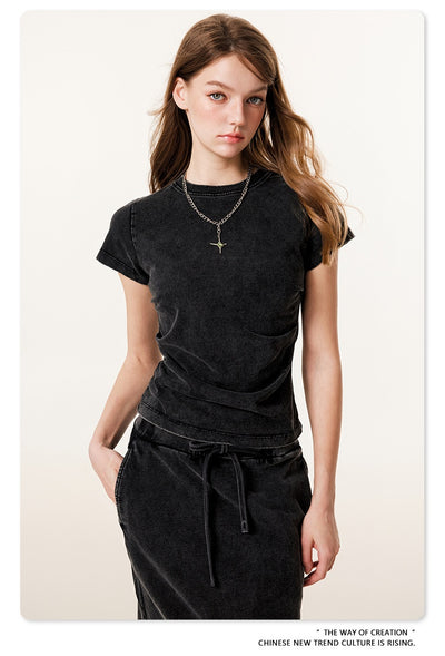 Camiseta Americana de Cintura Fruncida con Efecto Reductor - Image 10