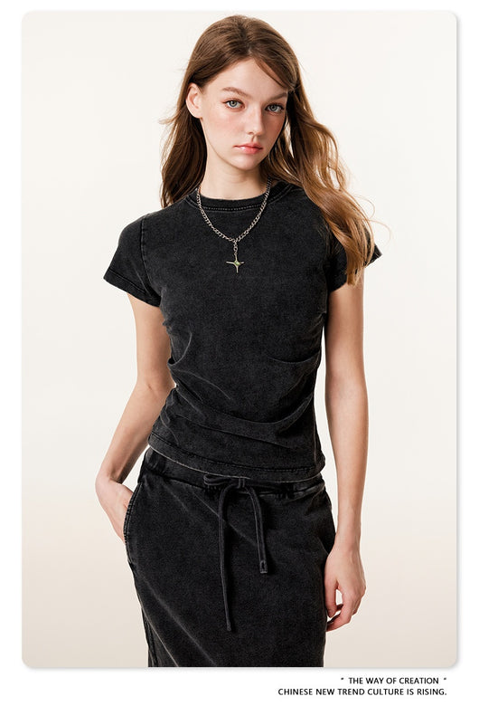Camiseta Americana de Cintura Fruncida con Efecto Reductor - Image 10