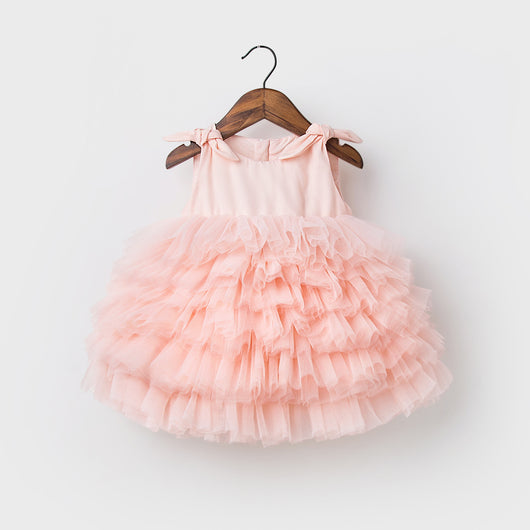 Vestido de Primer Cumpleaños Niña Rosa con Falda Tul Princesa - Image 9