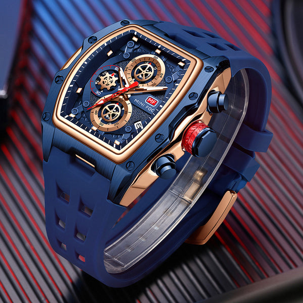 Reloj Cronógrafo Deportivo Estilo Pista para Hombre con Cristal Curvo y Diseño Esqueletizado