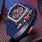 Men's Sport Chronograph Track Style Watch with Curved Crystal and Skeletonized Design