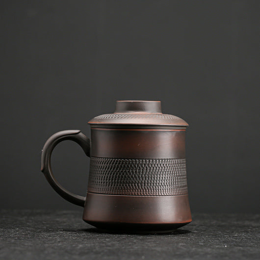 Taza de Cerámica Morada con Filtro y Tapa para Café y Leche - Image 10
