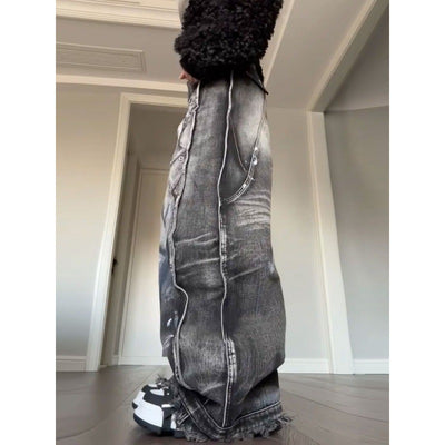 Jeans Talla Grande Estilo Americano con Diseño Graffiti Lavado para Mujer - Image 4