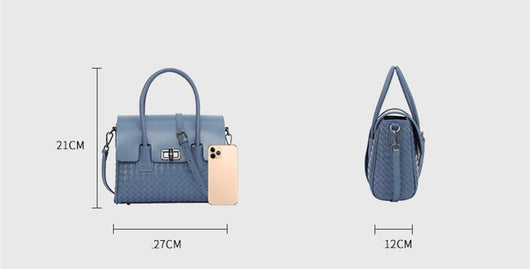 Bolso Bandolera de Cuero Tejido con Gran Capacidad para Mujer - Image 7