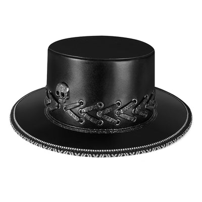 Sombrero de Copa Negro con Calavera Punk para Halloween - Image 14