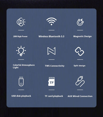 Parlante Bluetooth Magnético Portátil 2 en 1 con Diseño Combinado - Image 8