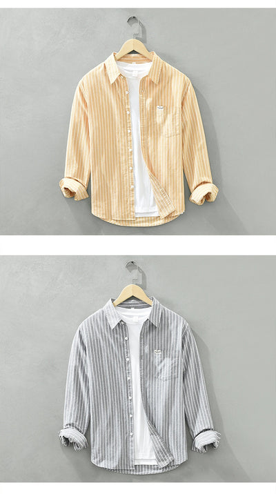 Camisa Oxford Casual de Rayas para Hombre - Corte Relajado y Manga Larga - Image 13