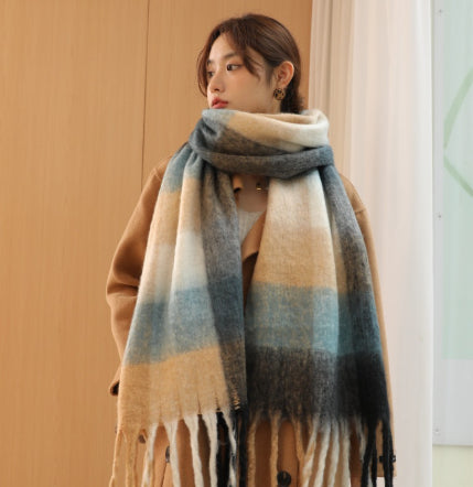 Bufanda Mohair Cálida de Cuadros Versátil - Estilo Europeo - Image 37