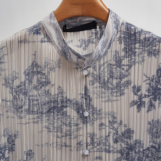 Conjunto Elegante Chaleco y Falda Estilo Chino con Tejido Jacquard Plisado - Image 4