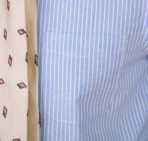 Camisa de Algodón a Rayas con Cuello y Manga Larga