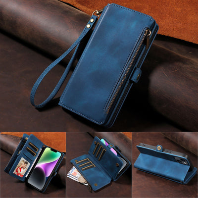Funda Cartera Tipo Flip con Cierre para Teléfono en Cuero