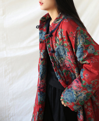 Abrigo Retro Floral de Algodón y Lino para Mujer - Estilo Vintage - Image 7