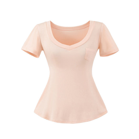 Blusa de Verano Ajustada al Talle con Escote en V y Manga Corta - Image 3