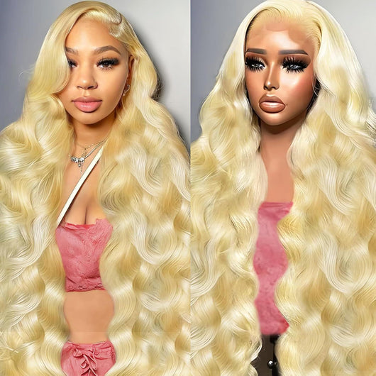 Peluca Sintética Ondas Grandes Encaje Frontal Tejido a Mano Cabello Largo Dorado - Image 3
