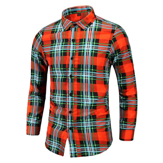 Camisa Cuadriculada Talla Grande para Hombre con Contraste de Colores - Image 2