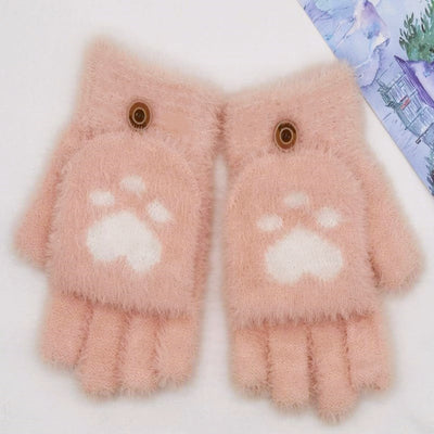 Guantes Mujer Cálidos Medio Dedo Imitación Visón Garra de Gato Convertibles - Image 8