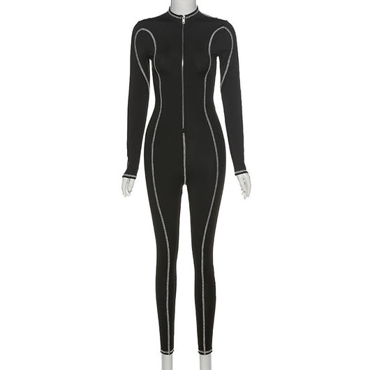 Jumpsuit Deportivo Ajustado con Cierre y Manga Larga para Mujer - Image 5