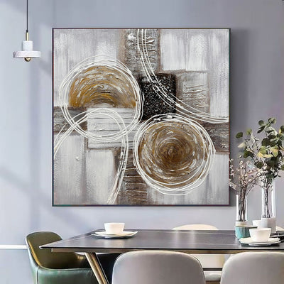 Cuadro Abstracto Moderno Óleo Sobre Lienzo Paisaje Tonos Café y Negro