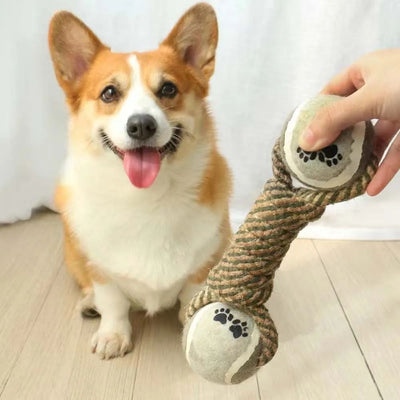Juguete Interactivo para Perros Medianos y Grandes - Cuerda de Algodón con Pelota de Tenis - Image 2