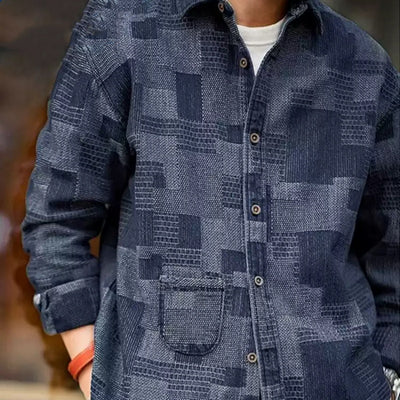 Camisa Denim Cuadros con Costuras Reforzadas - Manga Larga Casual - Image 7