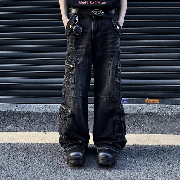 Pantalones Vaqueros Vintage Oversized con Bolsillos Grandes