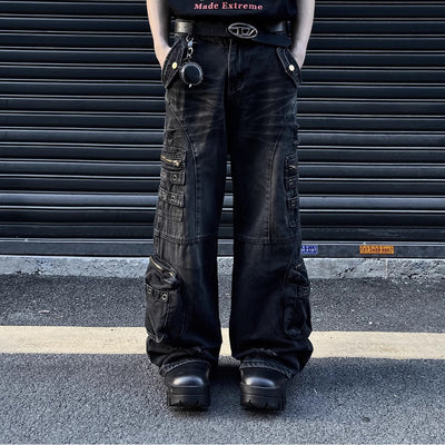 Pantalones Vaqueros Vintage Oversized con Bolsillos Grandes