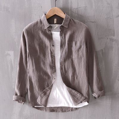 Camisa Casual de Manga Larga en Algodón y Lino para Hombre - Image 6