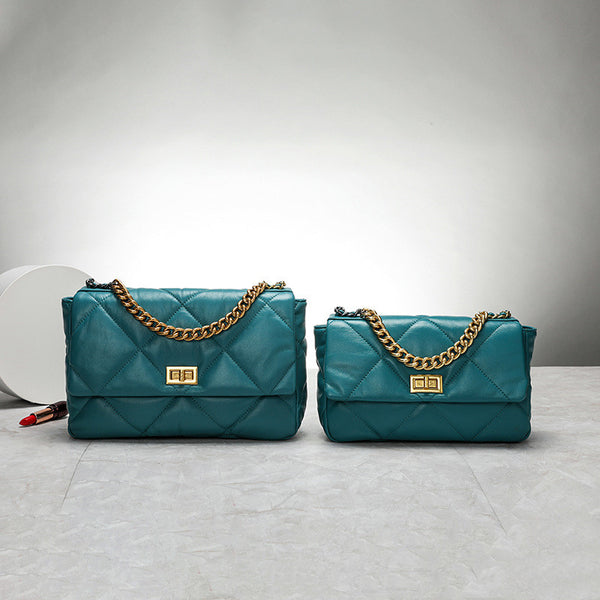 Bolso de Piel Gamuza con Cadena Rombo - Bolso Bandolera Elegante