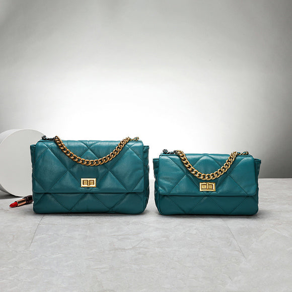 Bolso de Piel Gamuza con Cadena Rombo - Bolso Bandolera Elegante