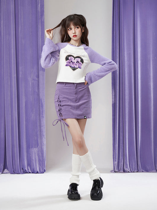 Playera Raglan Mujer con Estampado Mosaico y Oso Peluche - Image 3