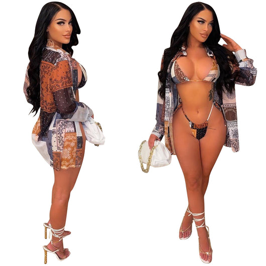 Conjunto de Bikini Deportivo con Capa para Mujer - Tres Piezas - Image 3