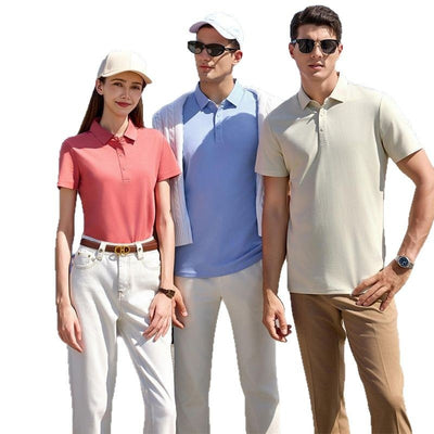 White short-sleeve polo shirt for men, made from a mercerized cotton blend with a three-button placket. - Image 5