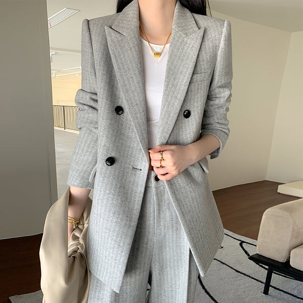 Traje de Abrigo de Lana con Pantalón Ancho para Mujer - Image 3