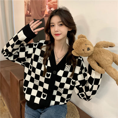 Cardigan Suelto para Mujer con Cuello V y Mangas Largas