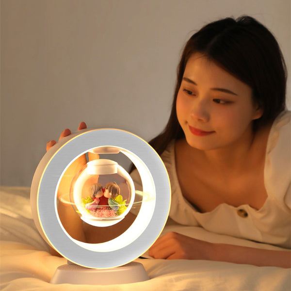 Florero Flotante Magnético con Flores Preservadas y Altavoz Bluetooth - Regalo Romántico
